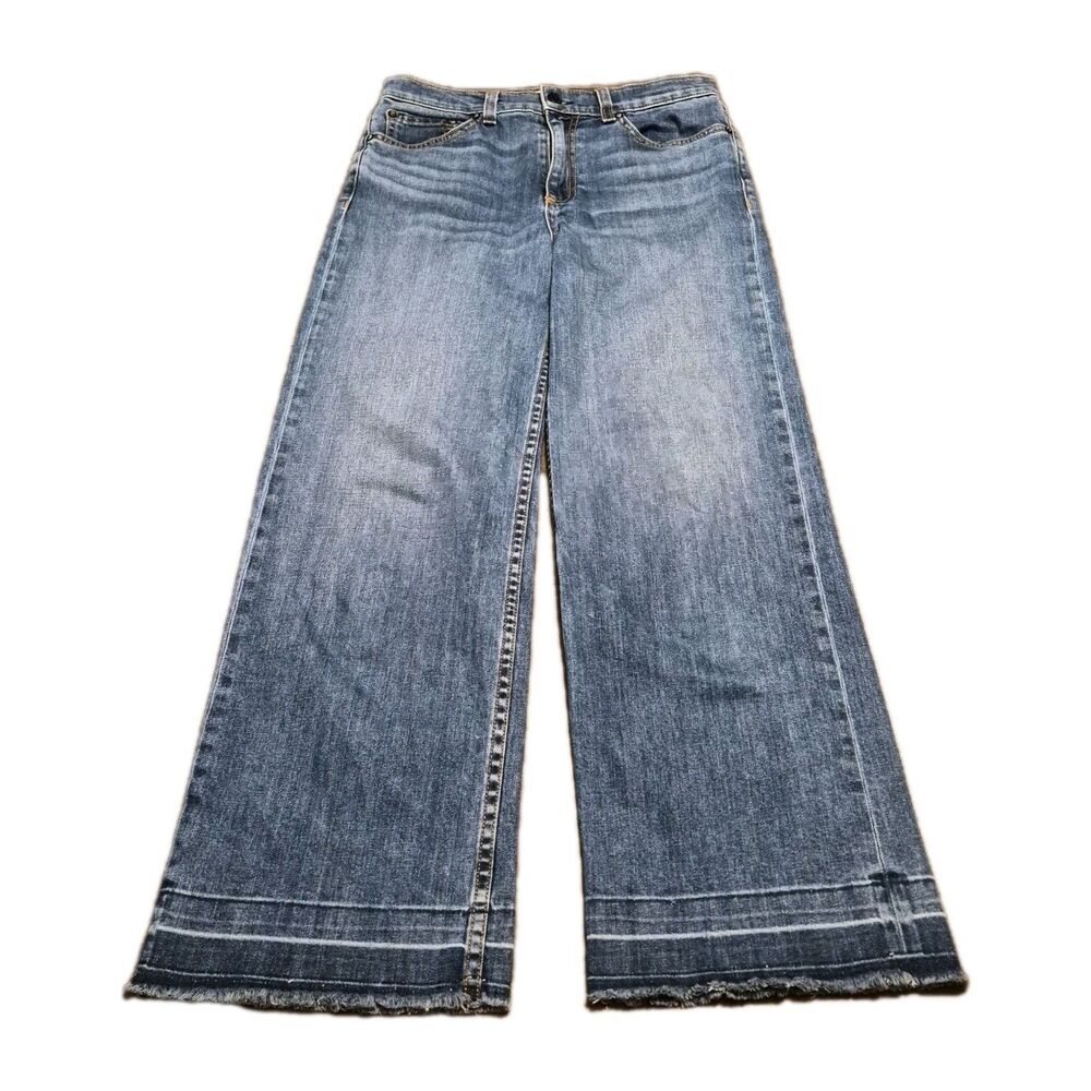ASKK NY Jeans Women Size 26 Crop Wide Leg Kezi Raw Hem Denim Made In USA (28x27)